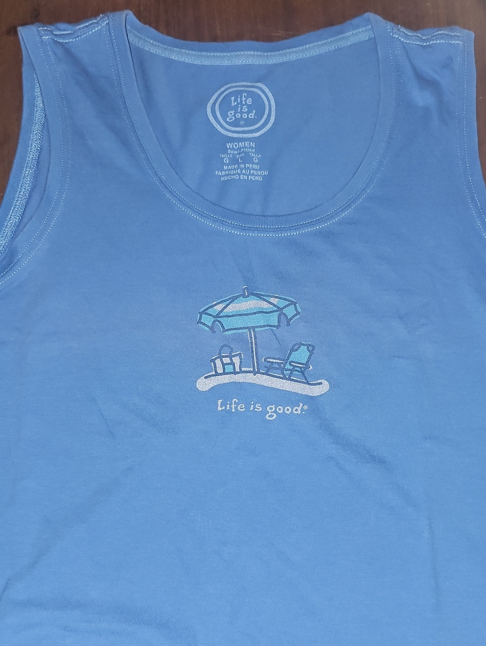 Life Is Good Tee Shirt Large Beach Tank Top Blue Women